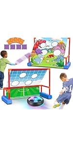 2 Pack Hover Soccer Ball with 8 Pcs Batteries, Air Floating Soccer Toy with LED Lights and Foam Bumper, Indoor Games for Kids 4-8-12, Toys Gifts for 3 4 5 6 7 8 9 Year Old Boys Girls