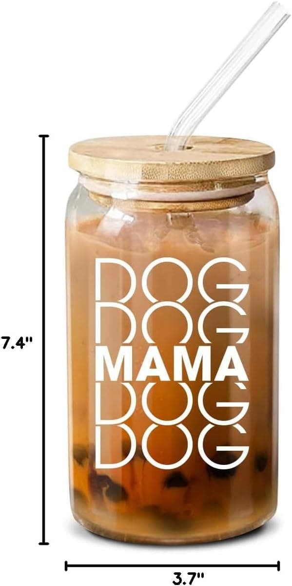 NewEleven Gifts For Dog Lovers, Dogs Owners, Dog Moms, Fur Mama - Dog Mom Gifts For Women - Cute Funny Gift For Women, Best Friend, Girlfriend - 16 Oz Coffee Glass