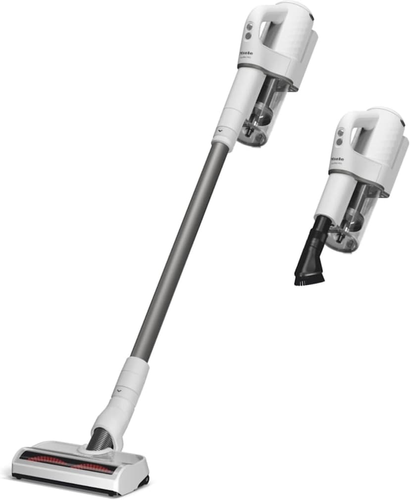 Miele Duoflex Extra Vacuum Cleaner, Cordless and Bagless Multi-Use, Multi-Floor Flexible Stick Vacuum with 2 Attachable Brushes, in Brilliant White / Space Grey