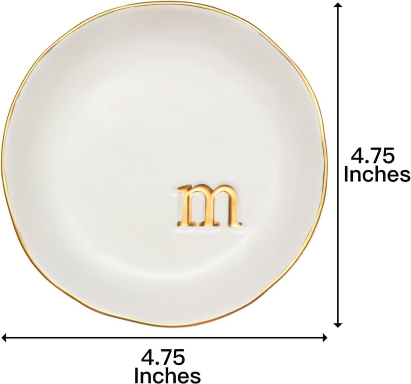 COLLECTIVE HOME - Ceramic Jewelry Tray, Decorative Trinket Dish for Rings Earrings Necklaces Bracelet Watch Keys, Birthday Mother's Day Christmas Gift for Women, 4.75", White Surface (M)