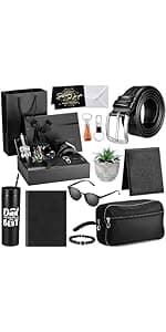 Skylety 13 Pcs Birthday Gifts Baskets for Men Gift for Men Birthday Gift Box 16 oz Tumblers Wallet Toiletry Bag Belt Sock Bottle Opener Bracelet Glasses Keychain for Dad Boyfriend Husband