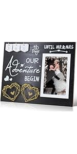 Then & Now Anniversary Picture Frame - 1-99 Years Anniversary Wedding Gift for Couple, Engagement Bridal Shower Gifts for Couples Wood Photo Frame Holds 2 4x6 Inches Photos