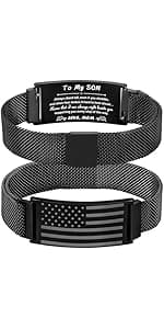 To My Dad/New Dad/Stepdad/Father-in-Law Bracelet, Adjustable Stainless Steel American Flag Bracelet Jewelry, Birthday Valentine Father’s Day Gifts