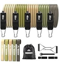 WHATAFIT Resistance Bands, Exercise Bands，Resistance Bands for Working Out, Work Out Bands with Handles for Men and Women Fitness, Strength Training Home Gym Equipment