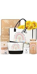 60th Birthday Gifts for Her Women, Cool Gifts for 60 Year Old Woman, Sixty Birthday Tote Bag Glass Cup Candle Gift Basket Ideas Daughter Mom Sister Friend Wife Coworkers