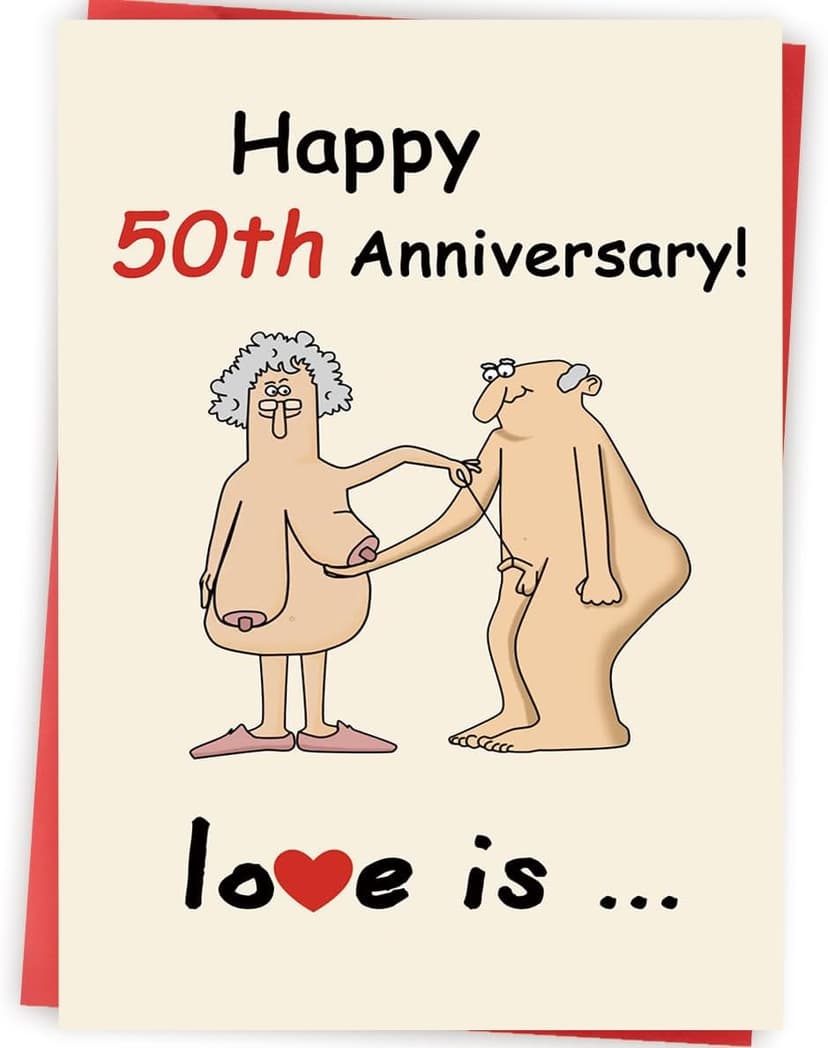 Funny 50th Wedding Anniversary Card for Men Women, Funny 50 Years Anniversary Decorations Gifts for Couple Husband Wife
