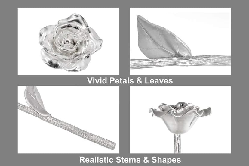 Tin Rose 10th Anniversary for Her Gift - Tin Gift 10 Year Wedding Anniversary for Wife Couples, Solid Pure Casted Everlasting Rose Tenth Decoration Aluminum for Him