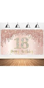11Pcs 18th Birthday Decorations Kit for Men Women, Black Gold Happy 18th Birthday Banner, Awesome Since 2007 Centerpieces Swirls Party Supplies, Eighteen Bday Banner Ceiling Table Topper Sign