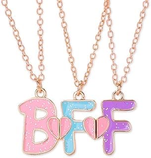 Ancnoz Mathcing BFF Best Friend Necklaces for 3 Girls Friendship Necklaces for Three Best Friends Anniversary Birthday Christmas Gifts for Bestie Best Friend Forever Gift