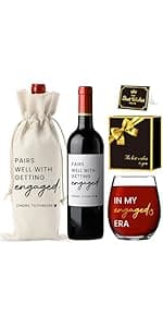 FBCCZEY Engaged Gifts, Engagement Gifts for Couples Her, Engagement Party Decorations Gifts for Engaged Couple Wine Bag, Pairs Well with Getting Engaged Wine Bottle Bag