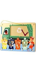 Toddler Toys for 1 2 Year Old Boy and Girl Gifts Wooden Race Track Car Ramp Racer with 4 Mini Car