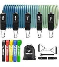 WHATAFIT Resistance Bands, Exercise Bands，Resistance Bands for Working Out, Work Out Bands with Handles for Men and Women Fitness, Strength Training Home Gym Equipment