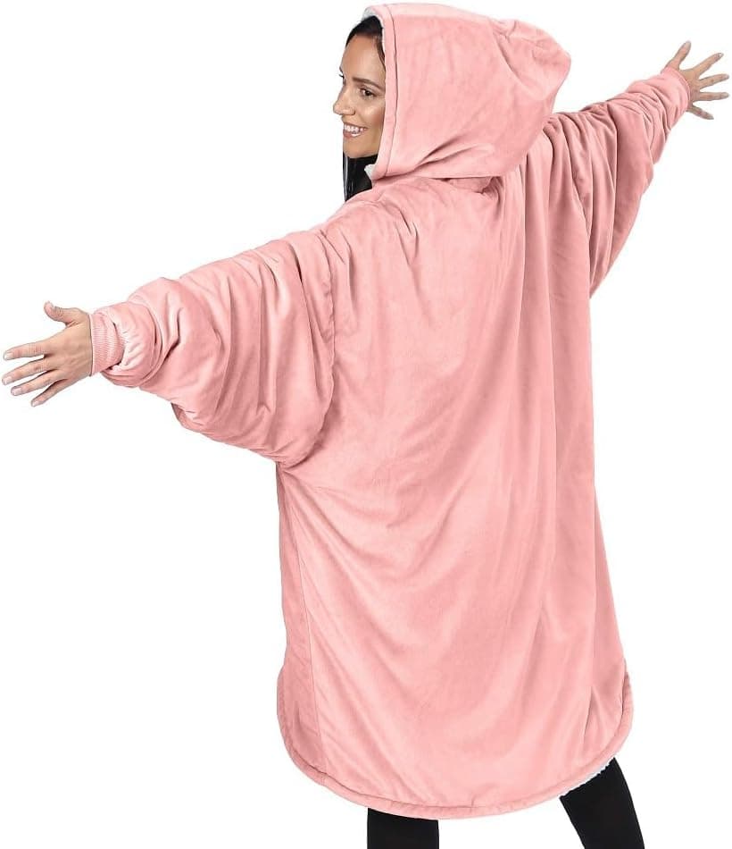 THE COMFY Original | Sherpa Lined Microfiber Fleece Wearable Blanket, Oversized Design with Hood and Pocket from Shark Tank