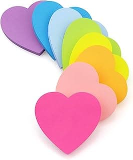SIMONA Heart Shape Sticky Notes 8 Color Bright Colorful Sticky Pad 75 Sheets/Pad Self-Sticky Note Pads