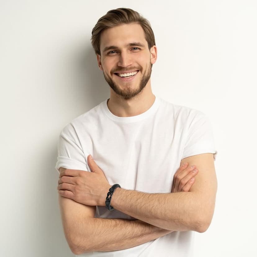 Gifts for Men Him Husband Boyfriend Dad Son Grandson Nephew, Cool Love Infinity Leather Bracelets Fathers Day Ideas Present Gift for Birthday Anniversary Retirement Christmas