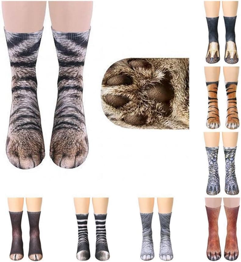 NDLBS Funny Christmas Gifts Novelty 3D Animal Paw Socks Stocking Stuffers for Adult Women Men Teens Gag White Elephant Gifts