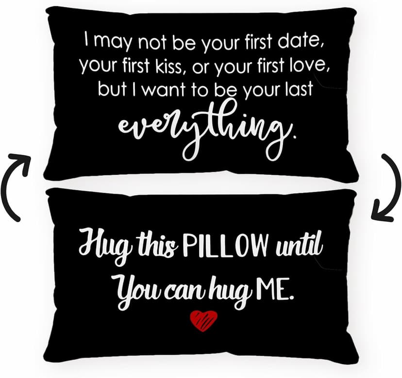 Sufamb Romantic Long Distance Relationship Gifts Reversible Throw Pillow Case Decor for Home Bedroom,12''x20'' Pillow case,Gift for Boyfriend,Husband,Anniversary,Wedding,Engagement Couples (Black-4)