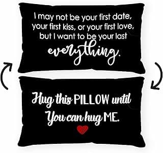 Sufamb Romantic Long Distance Relationship Gifts Reversible Throw Pillow Case Decor for Home Bedroom,12''x20'' Pillow case,Gift for Boyfriend,Husband,Anniversary,Wedding,Engagement Couples (Black-4)
