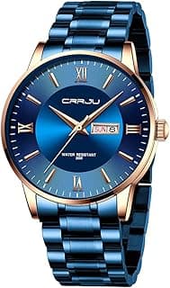 CRRJU Men's Fashion Luxury Stainless Steel Watches for Men Business Auto Date Chronograph Analog Quartz Wristwatches