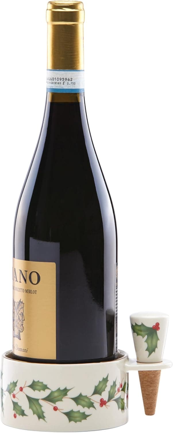 Lenox 870006 Hosting The Holidays Wine Coaster & Stopper Set, Christmas Theme