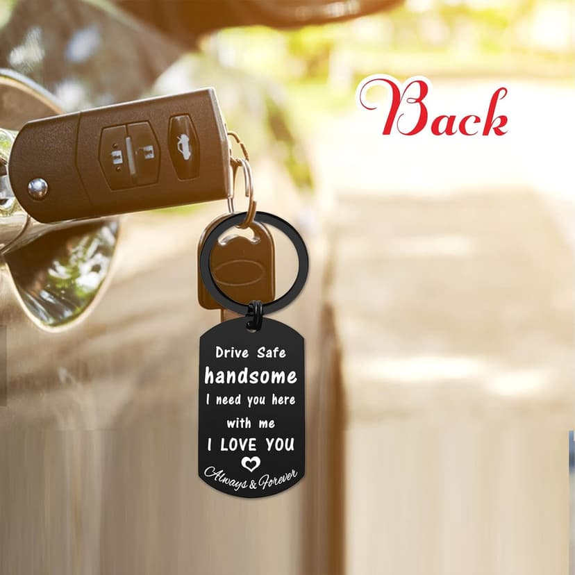 ENGZHI Love My Husband Keychain - Husband Birthday Gift Ideas - Mens Christmas Anniversary Keychain Gifts for Him, Valentines