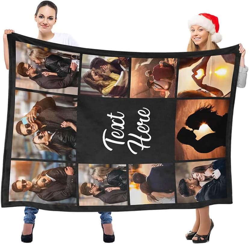 Custom Blanket with Photos Text Personalized Blanket Thows with Picture Customizable Blanket Photo Blankets Customize for Mom Dad Couple Girlfriend Boyfriend Wife Husband