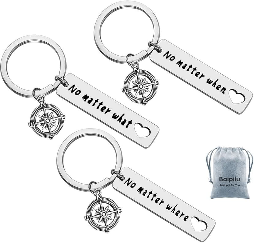 Baipilu Long Distance Friendship Keychain Gifts No Matter Where No Matter What Best Friends Keychain Set of 3 Distance Gifts Graduation Present for Friends Sister