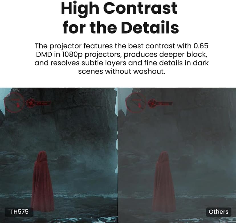 BenQ TH575 | 1080P Gaming Projector | 3800 Lumens | Low Latency with Enhanced Game-Mode | High Contrast Rec.709 | 3D Ready, Auto Vertical Keystone, 1.1x Zoom | Home HD Cinema Entertainment