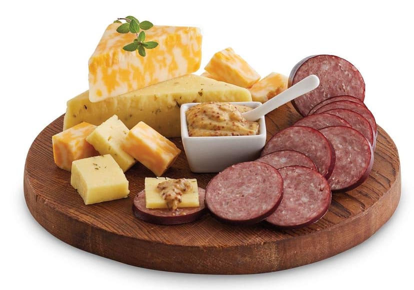 Harry & David Ultimate Meat And Cheese Gift Box, Food Gift Basket, Charcuterie Platter With 4 Cheese Blocks, 4 Sausages, 5 Sets Of Crackers, Sesame Sticks, Relish & Honey Mustard Sauces