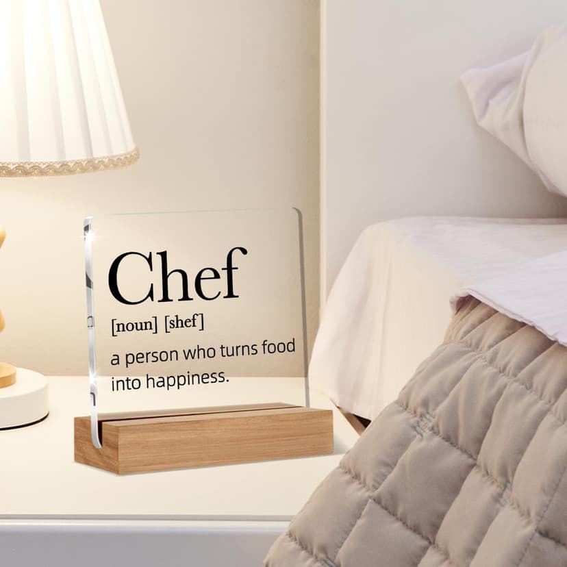 Chef Gifts for Men Women, Chef Definition Gift, Gifts for Chefs, Home Kitchen Decor, Desk Decor Acrylic Sign, 4 x 4 Inches