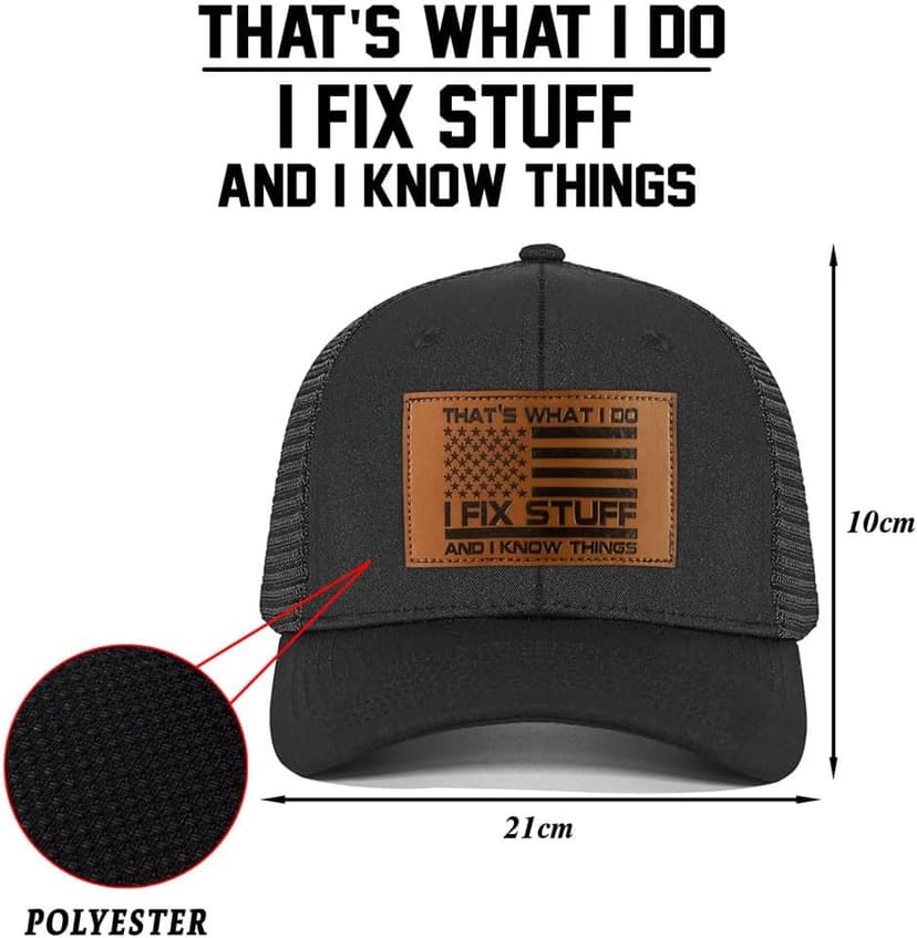 Gifts for Dad, Men,Him, Husband, Grandpa - Dad Gifts for Christmas Hat - Ideas Birthday 40th 50th 60th 70th 80th - I Fix Stuff Trucker Hat Black