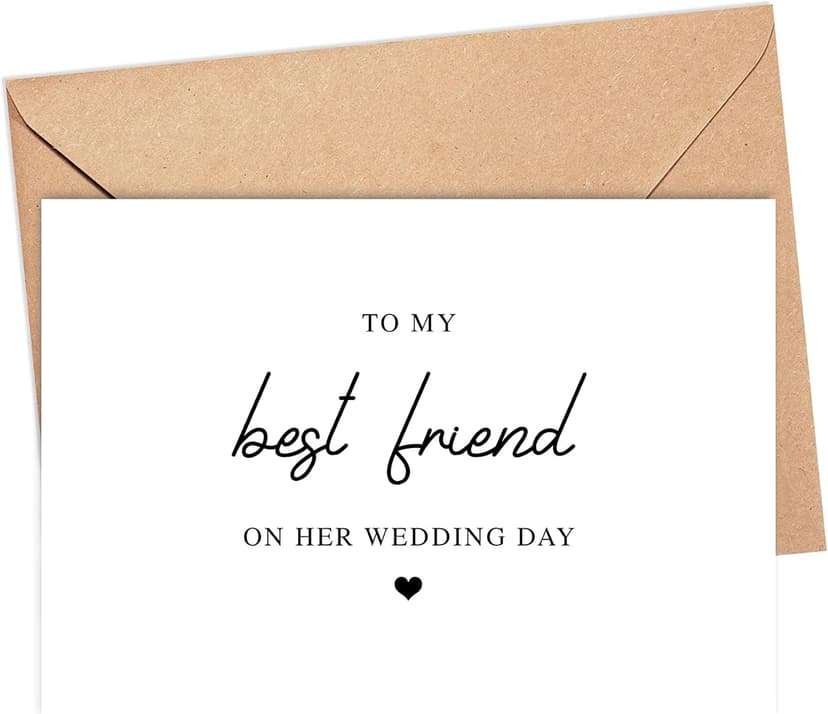 To My Best Friend On Her Wedding Day Card - Best Friend Wedding Card - Gift For Bride - Maid Of Honor - Best Friend - Bestie - Bridal Party, 5 x 7 inches