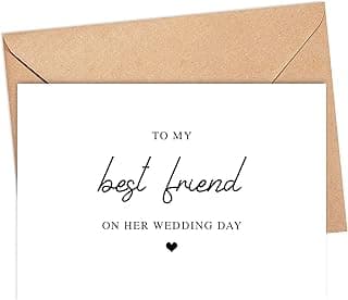 To My Best Friend On Her Wedding Day Card - Best Friend Wedding Card - Gift For Bride - Maid Of Honor - Best Friend - Bestie - Bridal Party, 5 x 7 inches