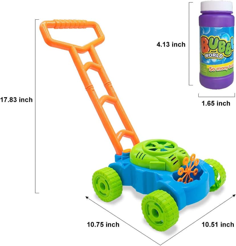 Lydaz Bubble Lawn Mower for Toddlers 1-3, Outdoor Bubble Blower Machine for 1 Year Old Boys Toy Gifts, Kids Push Summer Outside Garden Toys, Halloween Birthday Gifts for Preschool Baby Boys Age 1 2 3