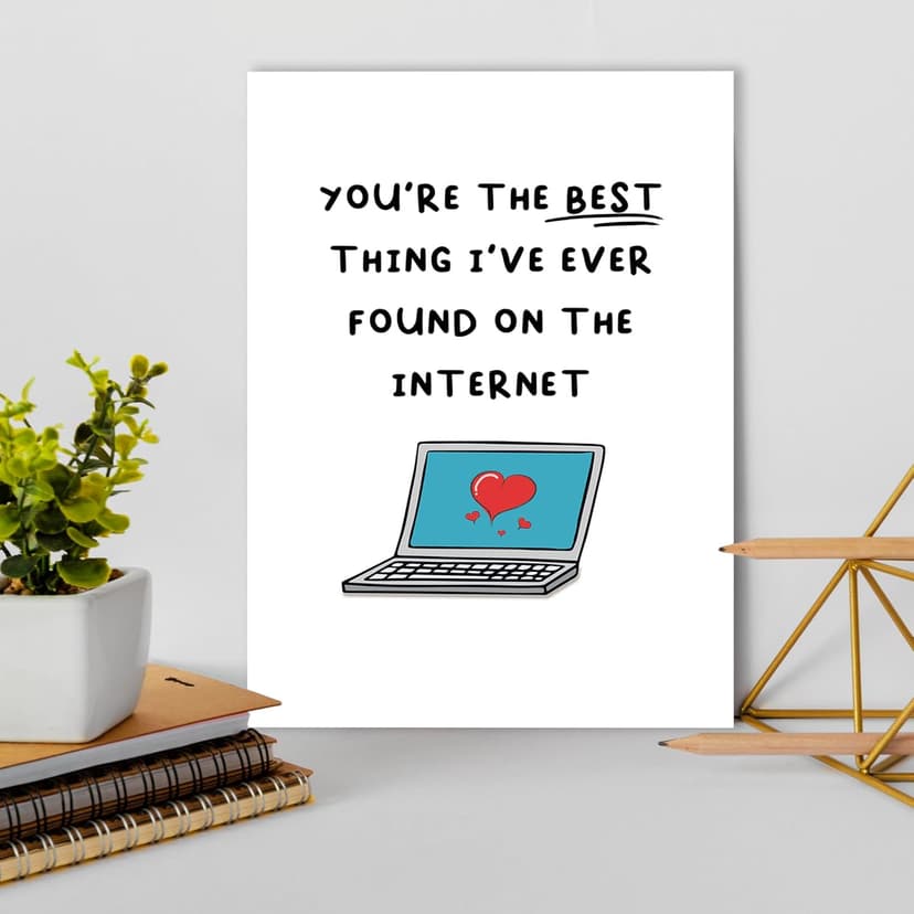 Ziwenhu Funny Internet Dating Card for New Boyfriend, Cute Anniversary Card for Girlfriend, Happy 1 Year Anniversary Card, Valentines Day Gift for Husband Wife…