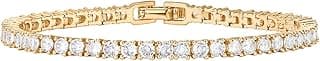 PAVOI 14K Gold Plated 3mm Cubic Zirconia Classic Tennis Bracelet | Gold Bracelets for Women | Size 6.5-7.5 Inch