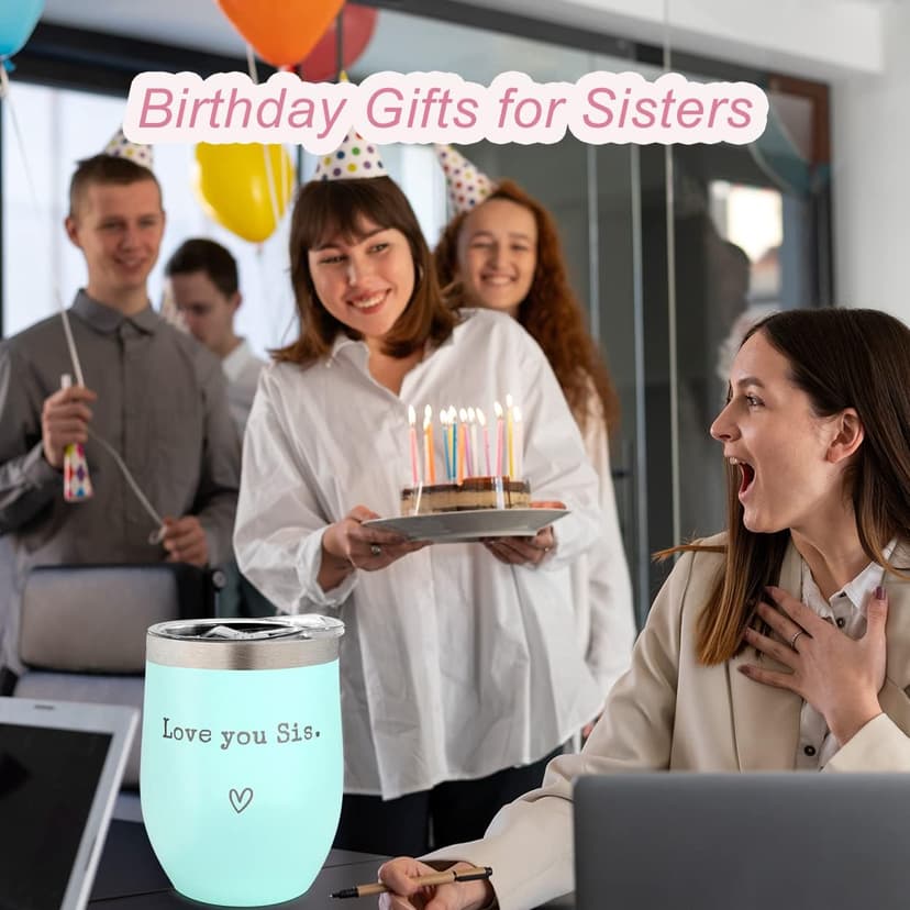 Sisters Gifts from Sister - I Love You Sis-Christmas Gift Birthday Gift for Sister - Sisters Gifts - 12oz Coffee Tumbler for Besties, Girls(Mint)