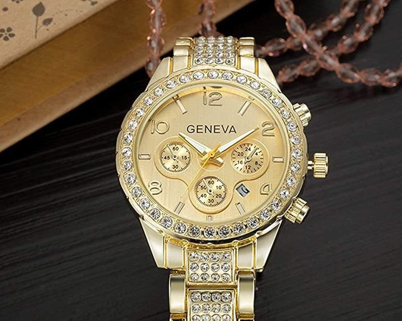 MASTOP Unisex Luxury Crystal Diamond Watches Silver Gold Fashion Quartz Analog Watch Stainless Steel Band Quartz Bracelet Big Face Women's Men's Watches