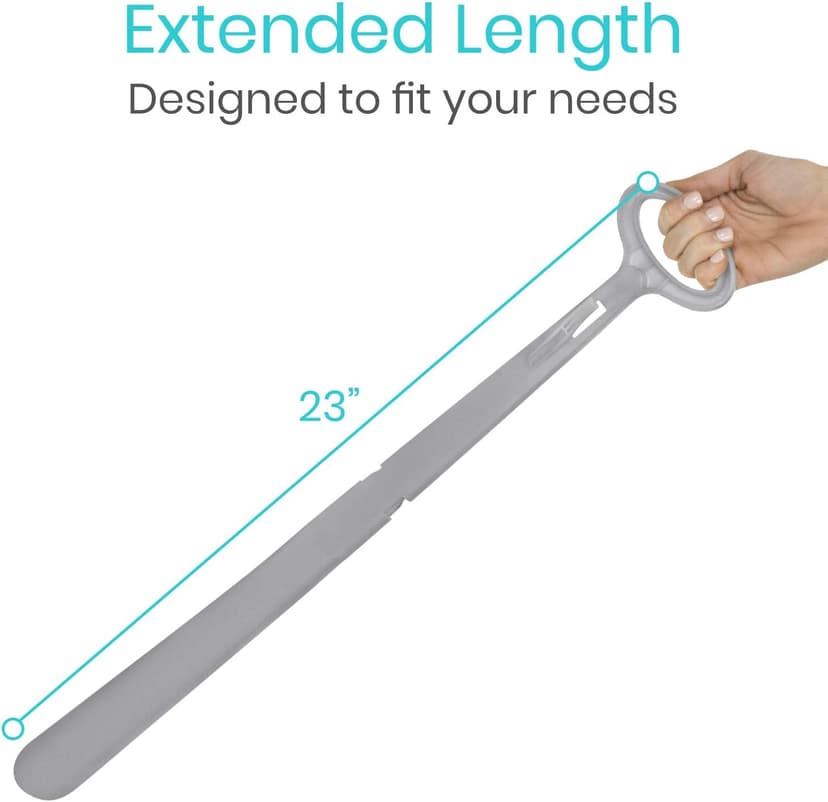 Vive Long Shoe Horn with Handle for Seniors (23") - Sock Remover and Long Handled Shoehorn for Men & Women