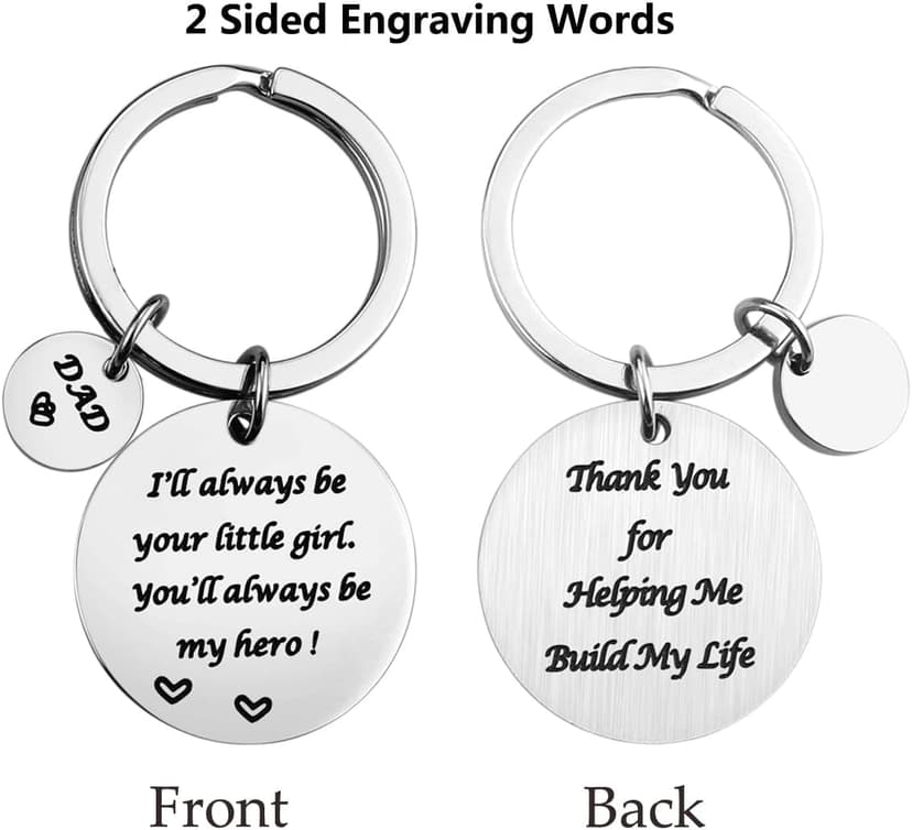 Father’s Day Gift - Dad Gifts from Daughter for Birthday Christmas Valentine’s Day, I'll Always Be Your Little Girl, You Will Always Be My Hero Daddy Keychain, Father Daughter Keyring
