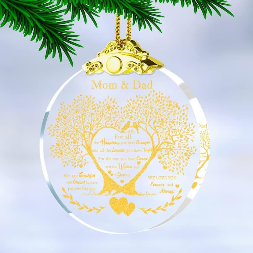 Anniversary Ornament Gift for Mom and Dad Wedding, Mom and Dad Anniversary Ornament, Moms and Dads Christmas Glass Ornaments Gift for Couple Husband Wife Married Parents Grandparents 3"
