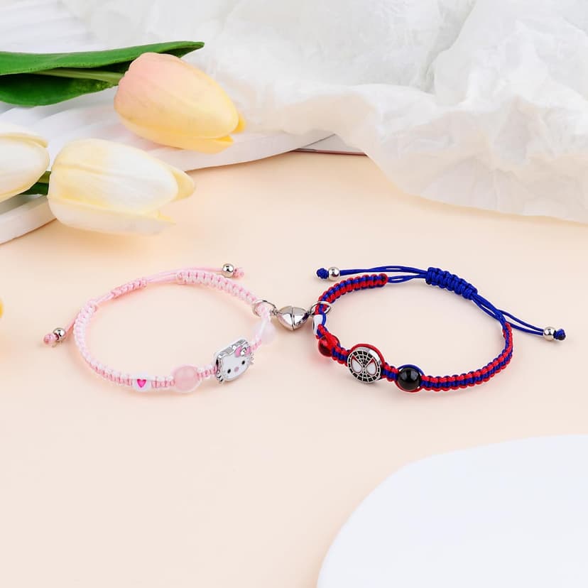 Couples/Friendship Matching Bracelets,Bat/Spider/kitty Bracelets Set, Valentine's Day Birthday Jewelry Gifts for Gf and Bf Soulmate, Matching Gifts for Husband&Wife Son&Daughters BFF