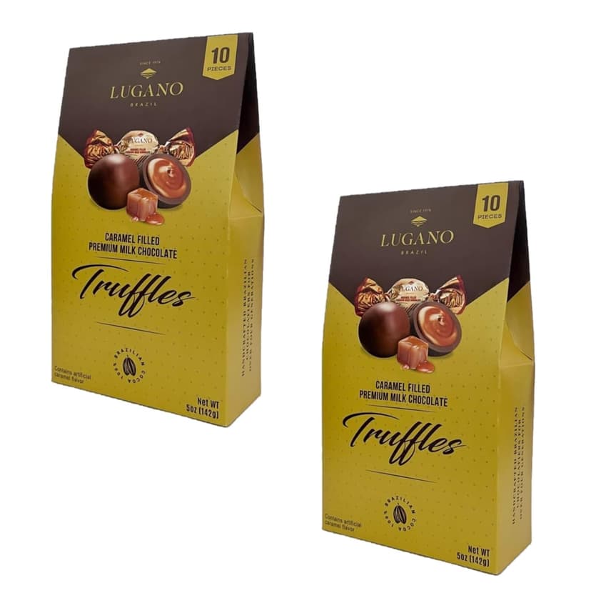 Lugano Premium Milk Chocolate Truffles Caramel Filled - Pack of 2 - Delicious and Decadent Chocolate - Perfect for Sharing with Friends and Family - 10 Truffles Per Box