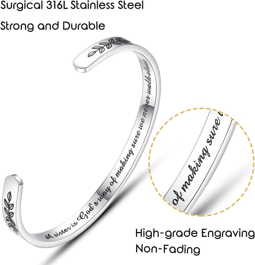 TONY & SANDY Cuff Bracelets for Women Teen Girls Best Friend Sister Mom Daughter Granddaughter Cousin Personalized Birthday Mother's Day Christmas Easter Gifts for Teens Girls Women Jewelry