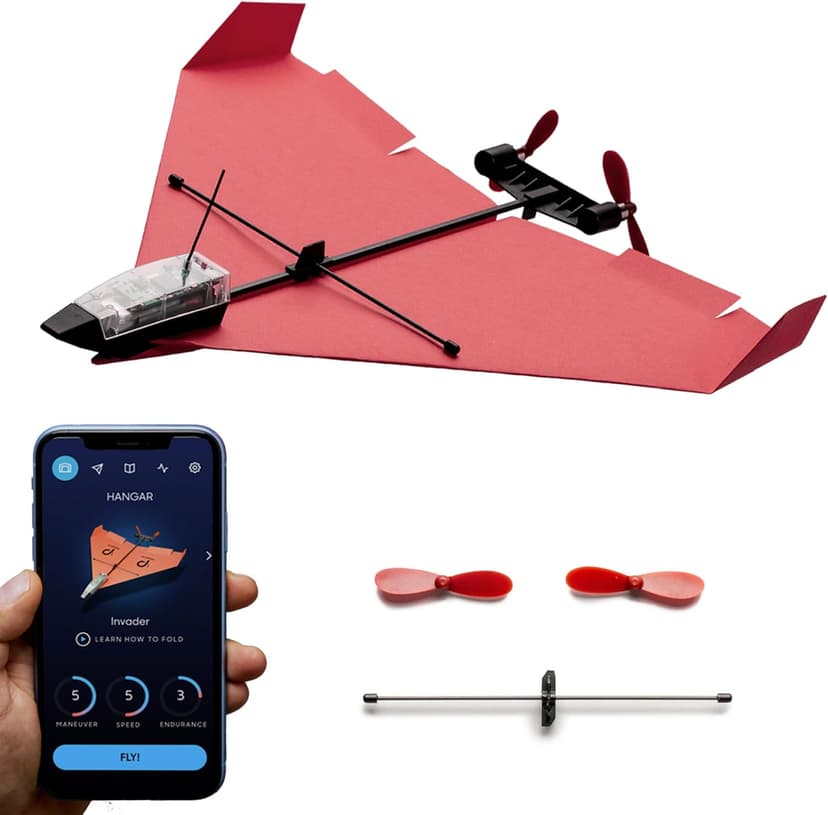 POWERUP 4.0 The Next-Generation Smartphone Controlled Paper Airplane Kit, RC Controlled. Easy to Fly with Autopilot & Gyro Stabilizer. for Hobbyists, Pilots, Tinkerers.