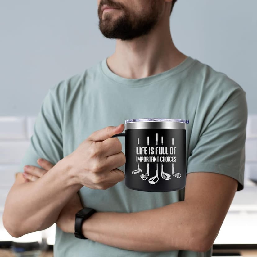 Fufendio Golf Gifts for Men, Women - Unique Mens Golf Gift for Christmas, Birthday - Cool Gifts for Golfers, Dad, Grandpa - Life Is Full of Important Choices, 14oz Golfer Coffee Mug