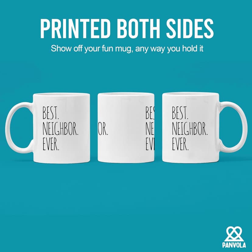 Panvola Best Neighbor Ever Farewell Gifts for Neighbors Moving Away Housewarming Goodbye Welcome Appreciation New Neighborhood Novelty Drinkware Ceramic Mug (11 oz, White)