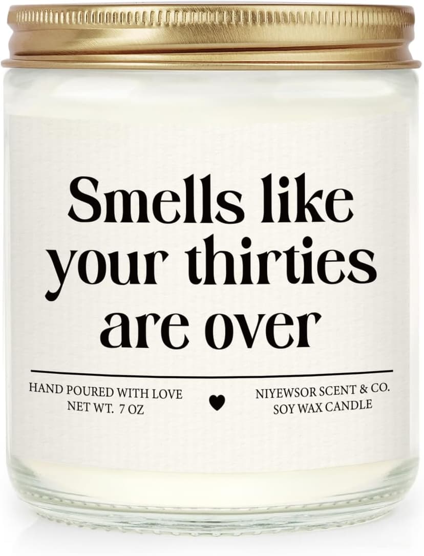 Niyewsor 40th Birthday Gifts Women Men, Forty Birthday Candle, 1985 40th Birthday Decorations for Women Men, 40 Year Old Bday Gifts for Friend, Sister, Wife, Husband, Handmade, 7oz