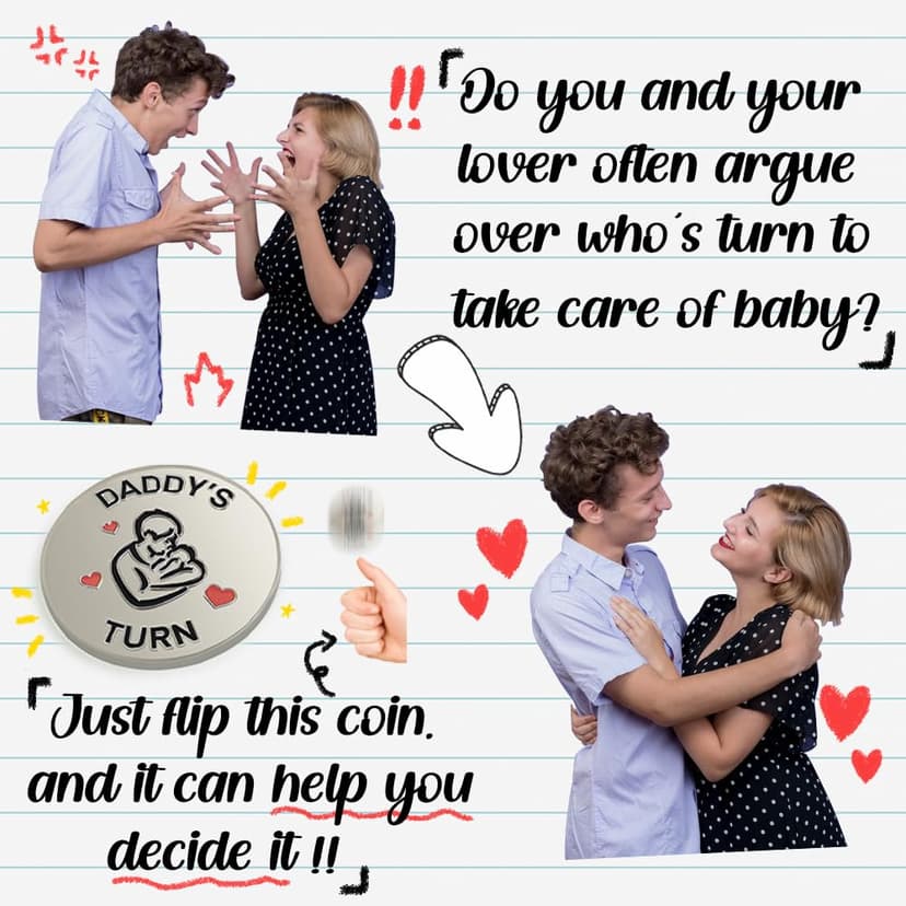 Lovely New Parent Decision Coin as New Parents Gifts for Couples, Double-Sided Coin as New Baby Gifts, Funny Gifts for New Mom Dad