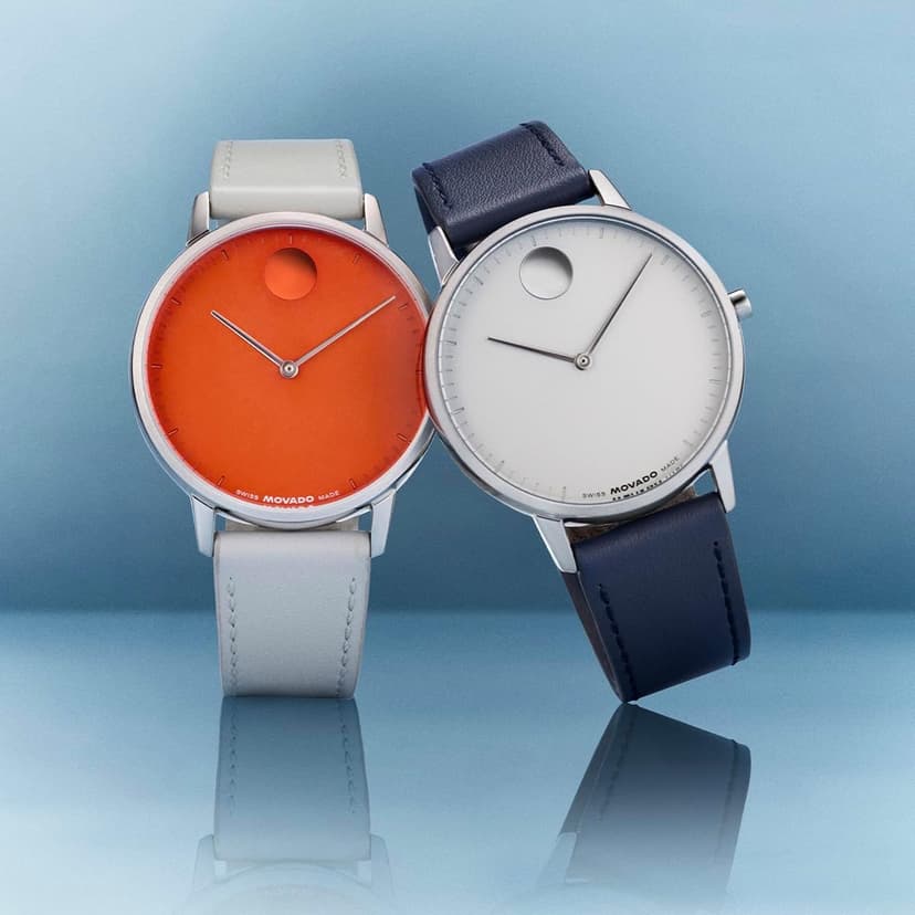 Movado Face Collection - Swiss Quartz Watch with 2H Movement, Leather Strap - Water Resistant 3ATM - Luxury Fashion Timepiece - Gift for Him and Her - 39mm